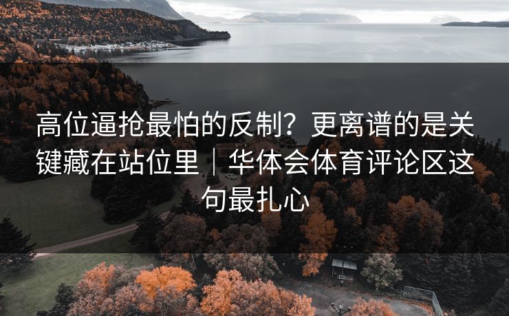 高位逼抢最怕的反制？更离谱的是关键藏在站位里｜华体会体育评论区这句最扎心