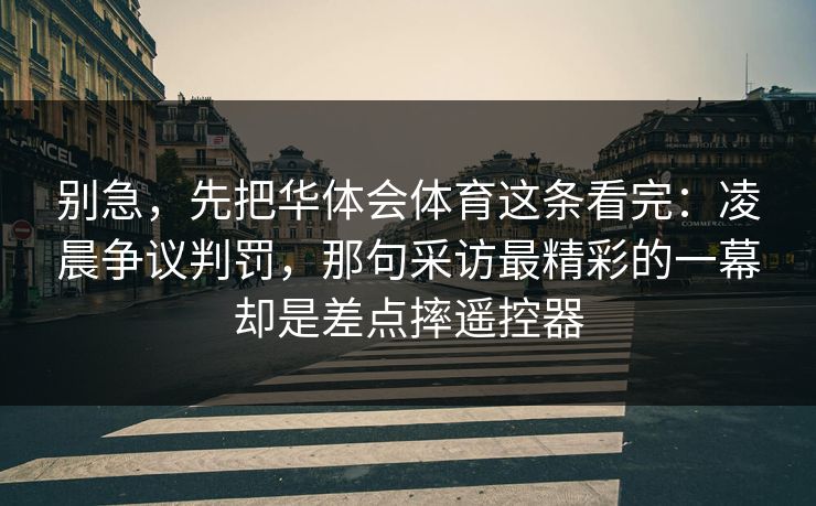 别急，先把华体会体育这条看完：凌晨争议判罚，那句采访最精彩的一幕却是差点摔遥控器