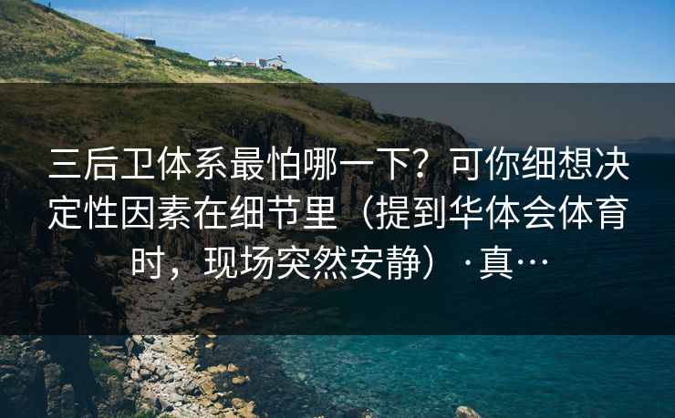 三后卫体系最怕哪一下？可你细想决定性因素在细节里（提到华体会体育时，现场突然安静）·真…